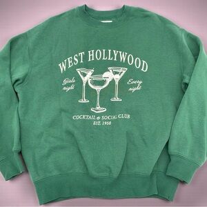 West Hollywood Social Club Green Crewneck Sweater Small
